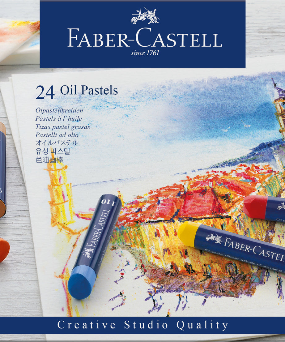 Acuarella - culori acrilice, accesorii papetarie, pensule, carioci si markere etc - Pastel gras set 24 culori Faber-castell din categoria , potrivit pentru uz profesional si hobby, pret avantajos in magazin online