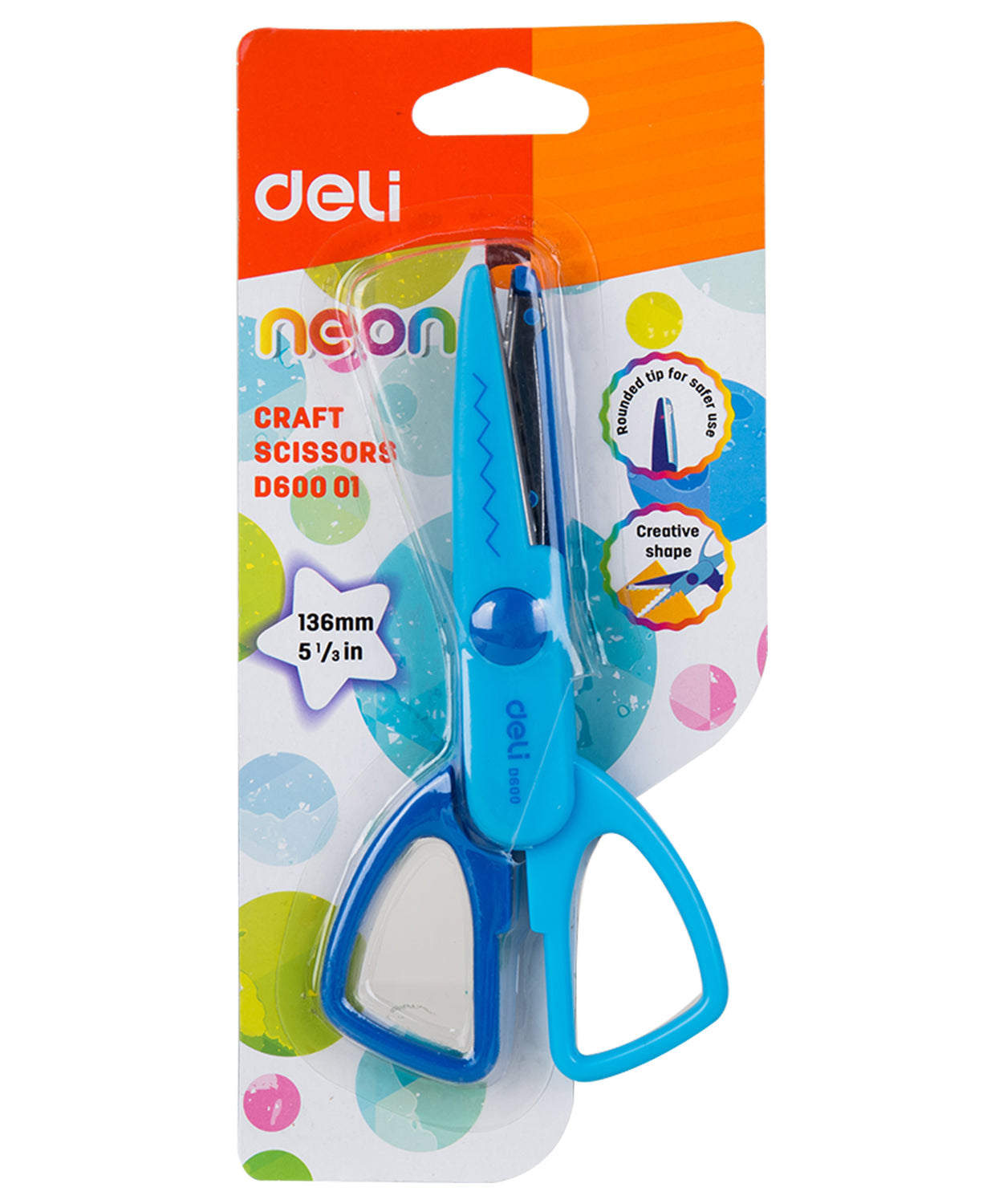 Foarfeca scolara Deli 13.5cm, ideala pentru proiecte scolare, hobby si crafting, maner ergonomic si sigur pentru copii, taiere precisa a hartiei, cartonului sau materialelor usoare, instrument practic pentru activitati creative la scoala sau acasa.