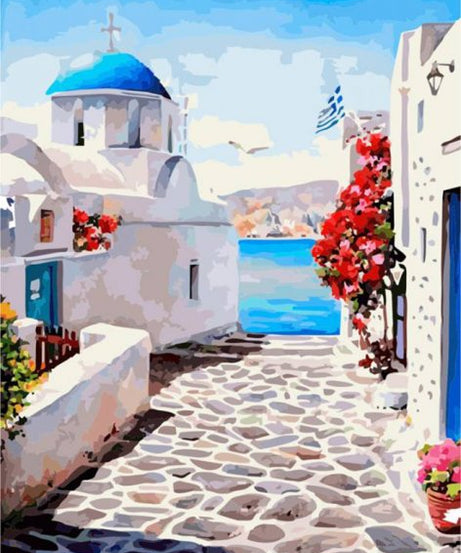 Acuarella - culori acrilice, accesorii papetarie, pensule, carioci si markere etc - Carton panzat predesenat Rosa Gallery 30x40cm Santorini din categoria , util pentru elevi, studenti si profesori, alegere inspirata pentru papetarie moderna