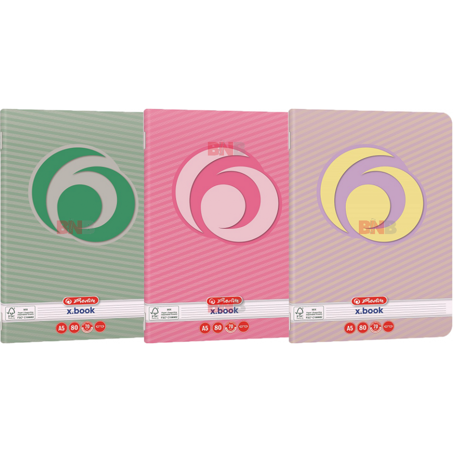 Caiet A5, 80 file, dictando, Rainbow, div. modele Herlitz