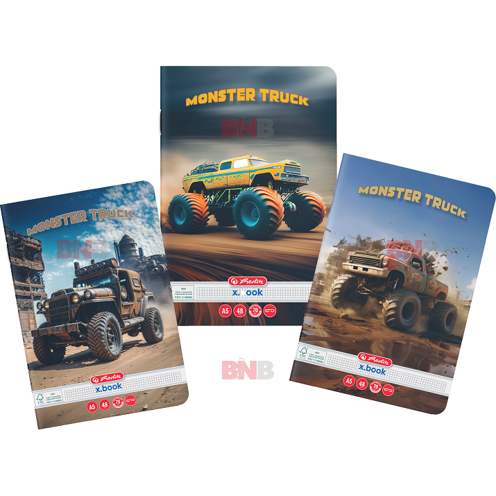 Caiet A5, 48 file, matematica, motiv Monster Truck, div. modele Herlitz