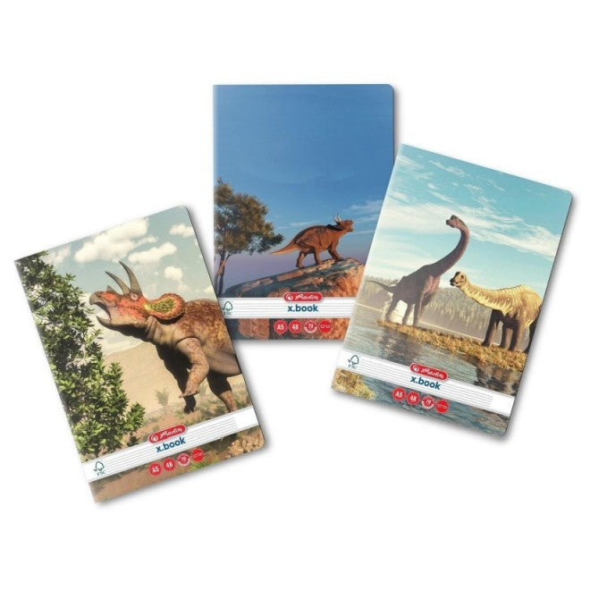 Caiet A5, 48 file, dictando, Dino Mania, div. modele Herlitz