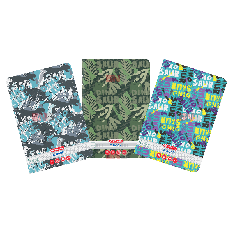 Caiet A5, 48 file, matematica, Dino Mania, div. modele Herlitz