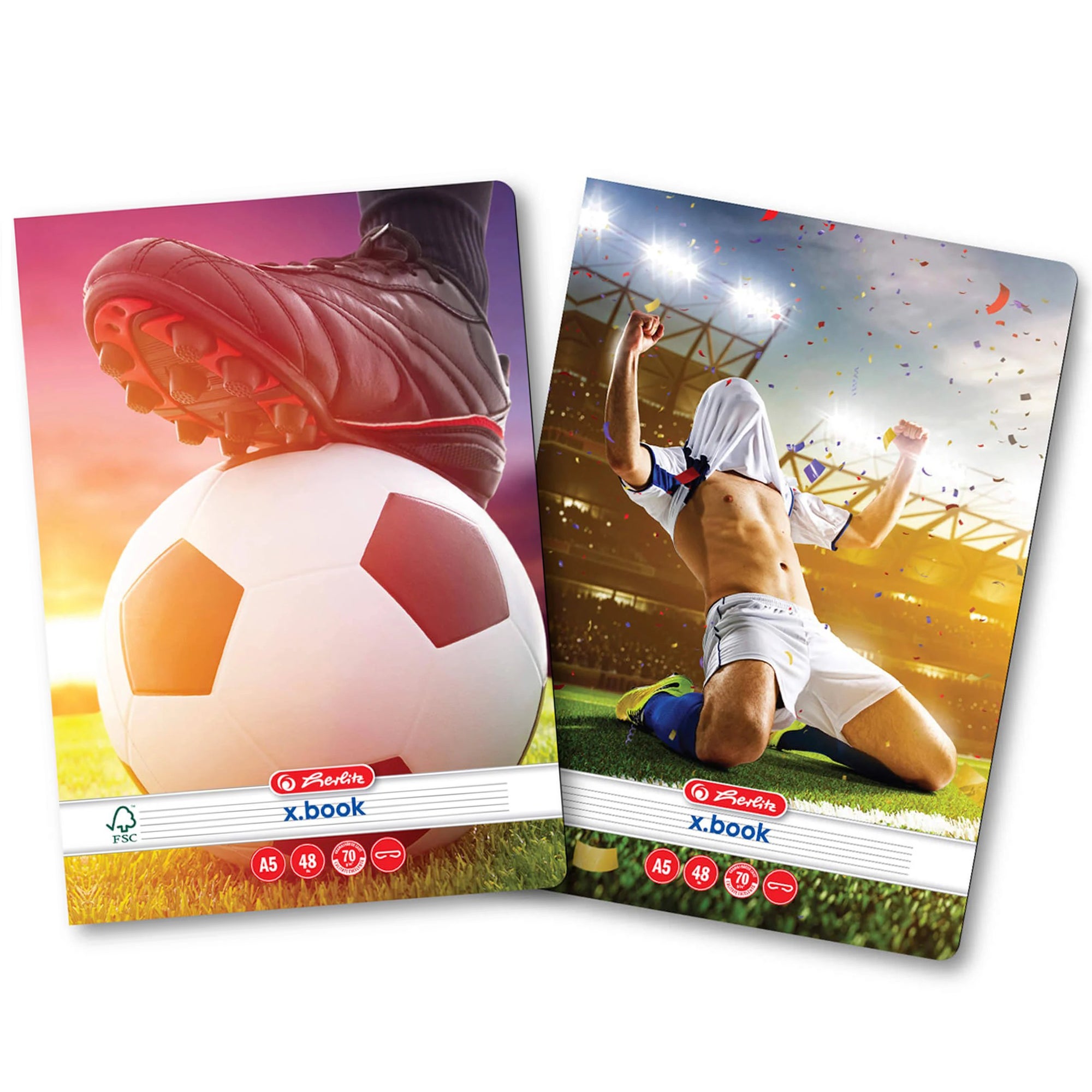 Caiet A5, 48 file, dictando, Fotbal, div. modele Herlitz