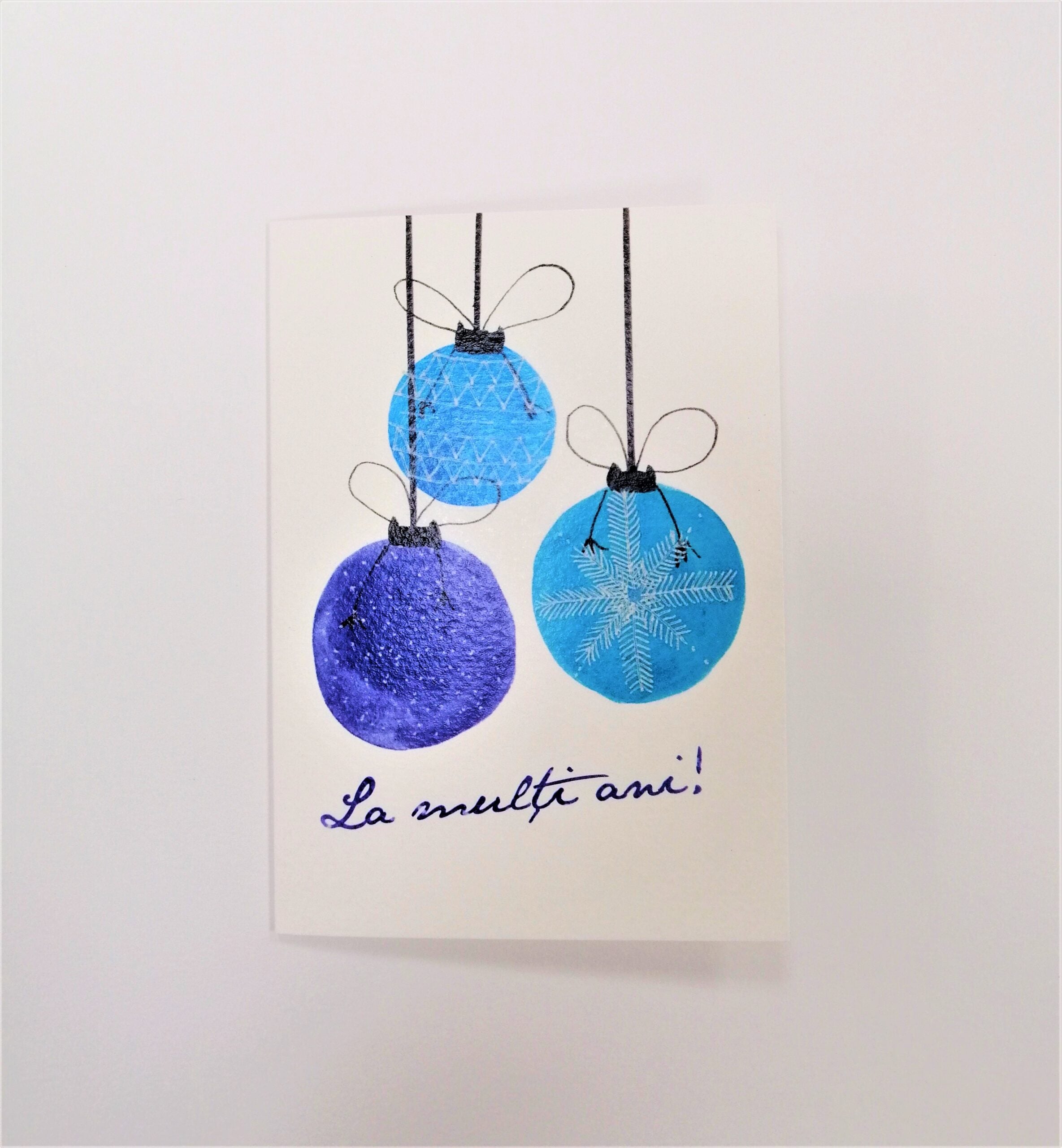 felicitare globuri albastre sarbatori