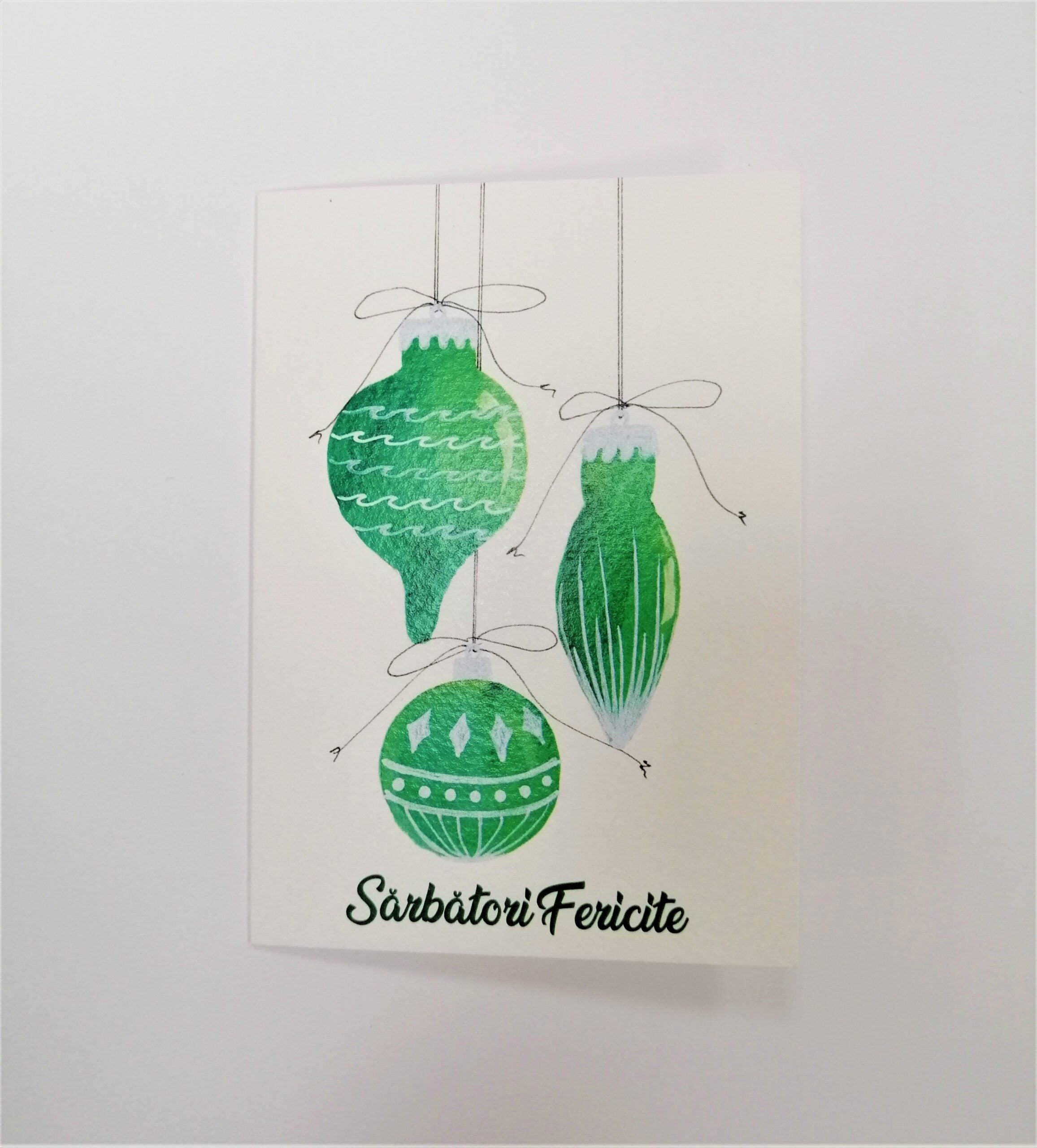 felicitare globuri verzi sarbatori