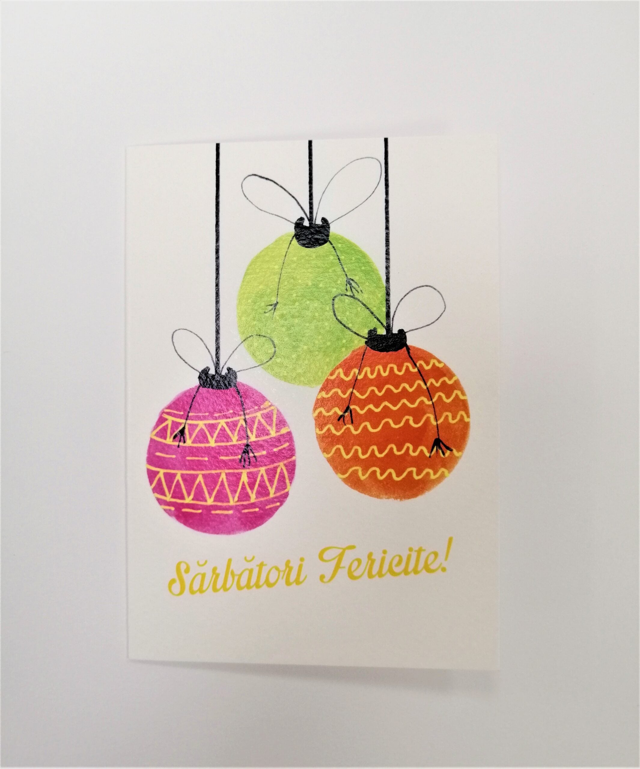 felicitare globuri printata