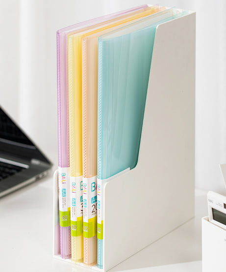 Mapa prezentare Bali Deli cu 20 de folii, copertă rigidă și culori pastel, ideală pentru organizarea documentelor, birou, școală sau proiecte creative, design durabil și elegant, mapă practică pentru prezentări profesionale și păstrarea documentelor în siguranță.