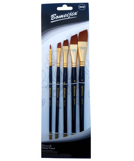 Acuarella - culori acrilice, accesorii papetarie, pensule, carioci si markere etc - Set 5 pensule tesite nylon din categoria , ideal pentru scoala si teme zilnice, disponibil online cu livrare rapida