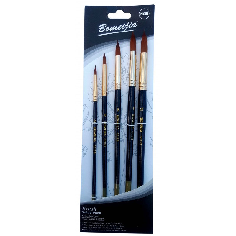 Set 5 pensule rotunde nylon