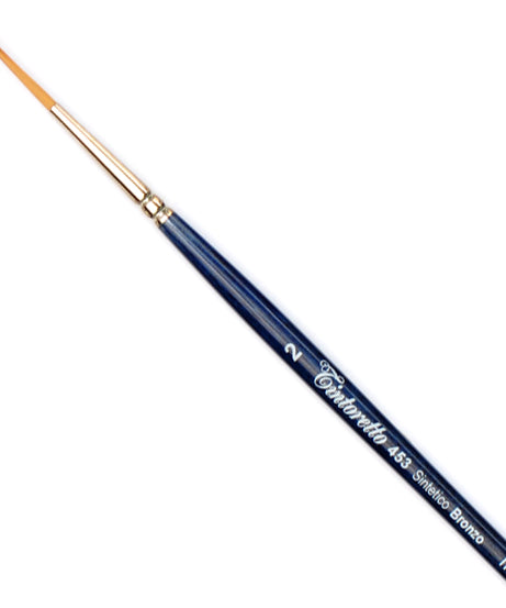 Pensule Tintoretto 453 – pensule profesionale din păr sintetic cu vârf extra lung, ideale pentru pictură precisă și detalii.