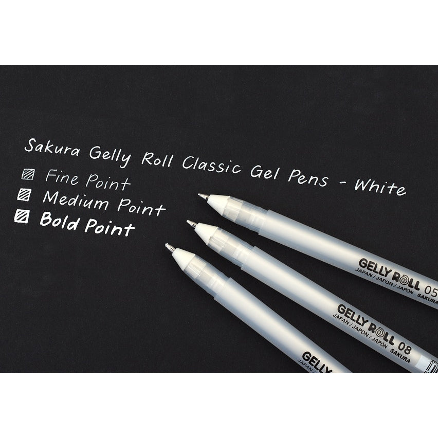 Acuarella - culori acrilice, accesorii papetarie, pensule, carioci si markere etc Pix Sakura Gelly Roll Basic - White 05 - Pix Sakura Gelly Roll din categoria Office Supplies > Office Instruments > Writing & Drawing Instruments > Pens & Pencils > Pens > Gel Pens, ideal pentru scoala si teme zilnice, produs original disponibil din stoc
