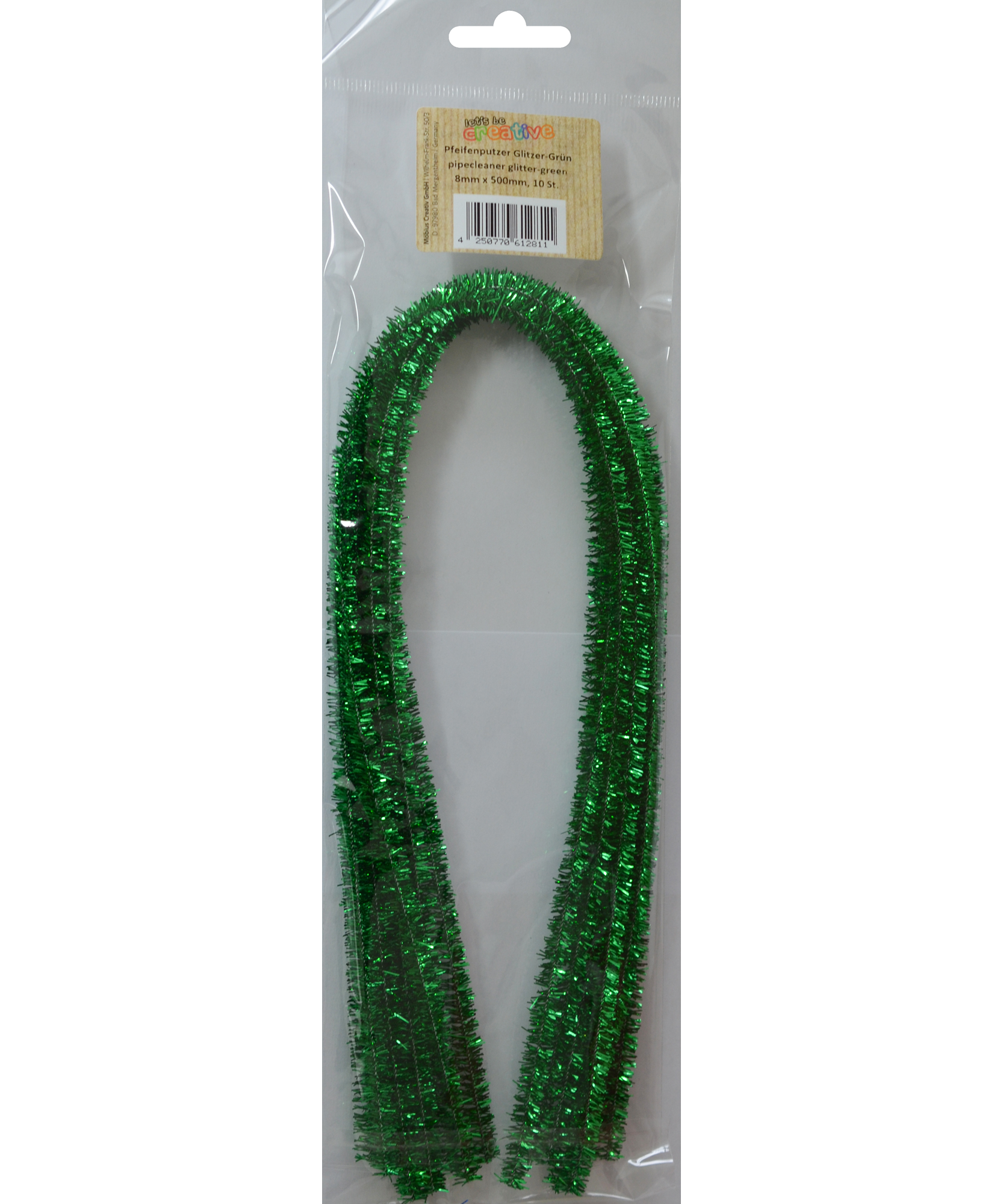 Sarma Chenille Glitter Green 8 mm x 50 cm set 10 buc