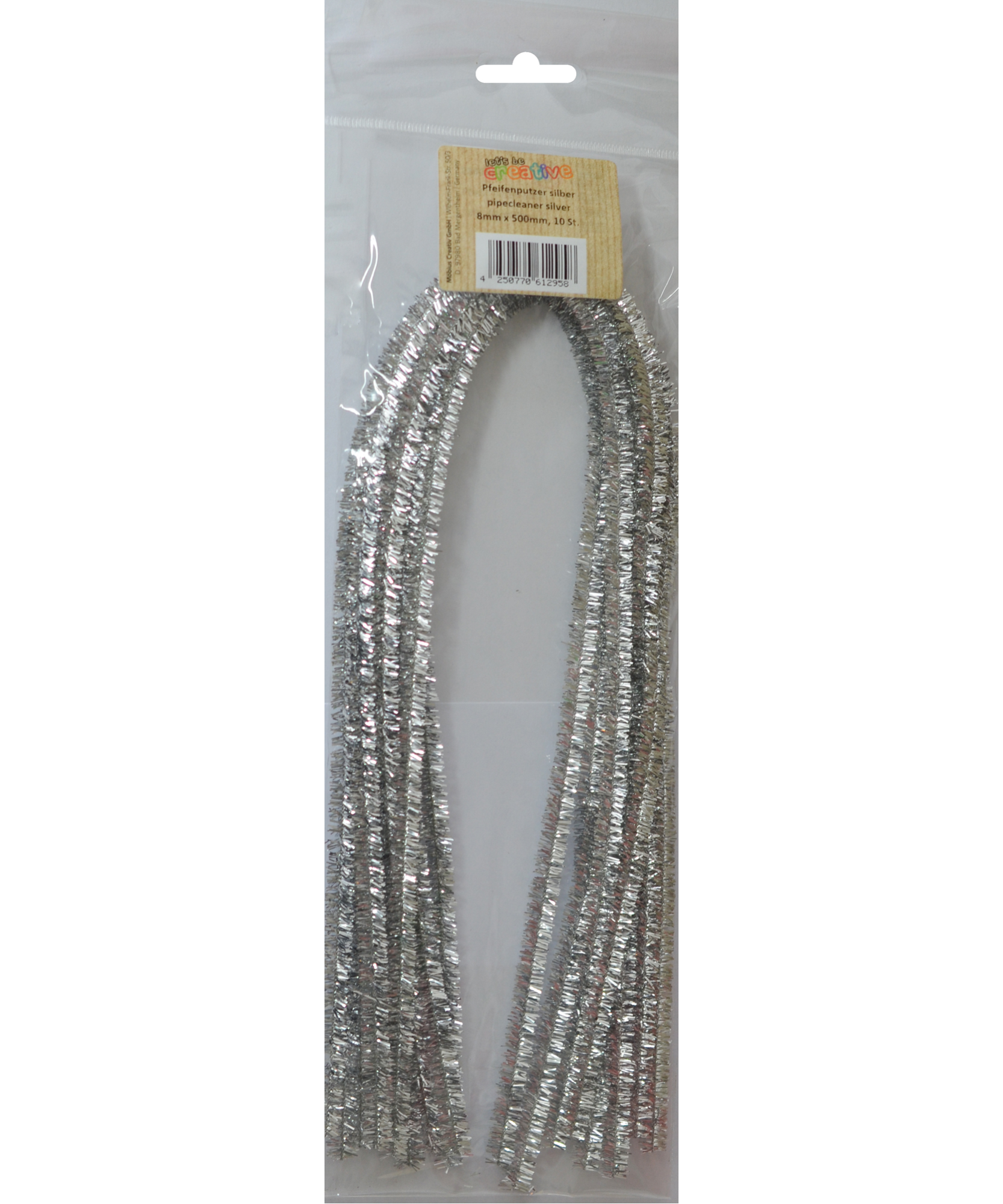 Sarma Chenille Argintie 8 mm x 50 cm set 10 buc