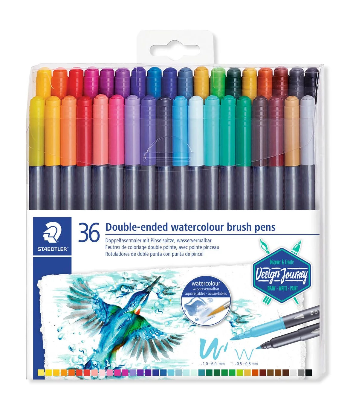 Set carioci doua capete acuarela Staedtler - 36 culori -  din categoria , potrivit pentru uz profesional si hobby, disponibil online cu livrare rapida