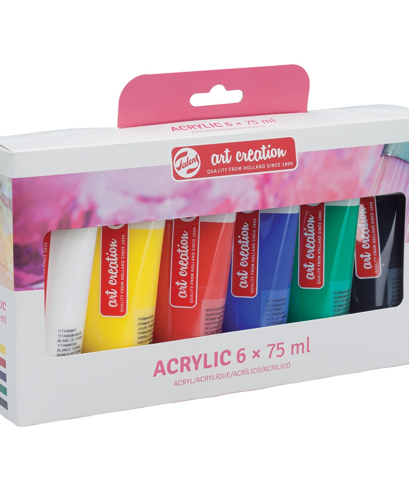 Acuarella - culori acrilice, accesorii papetarie, pensule, carioci si markere etc Seturi culori acrilice Art Creation 75ml x 6 - Seturi culori acrilice Art Creation 75ml din categoria Arts & Entertainment > Hobbies & Creative Arts > Arts & Crafts > Art & Crafting Materials > Craft Paint, Ink & Glaze > Art & Craft Paint, recomandat pentru desen si activitati creative, alegere inspirata pentru papetarie moderna
