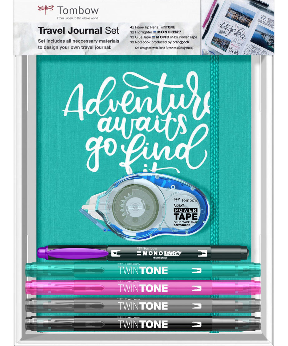 Set Travel cu jurnal si instrumente scris Tombow