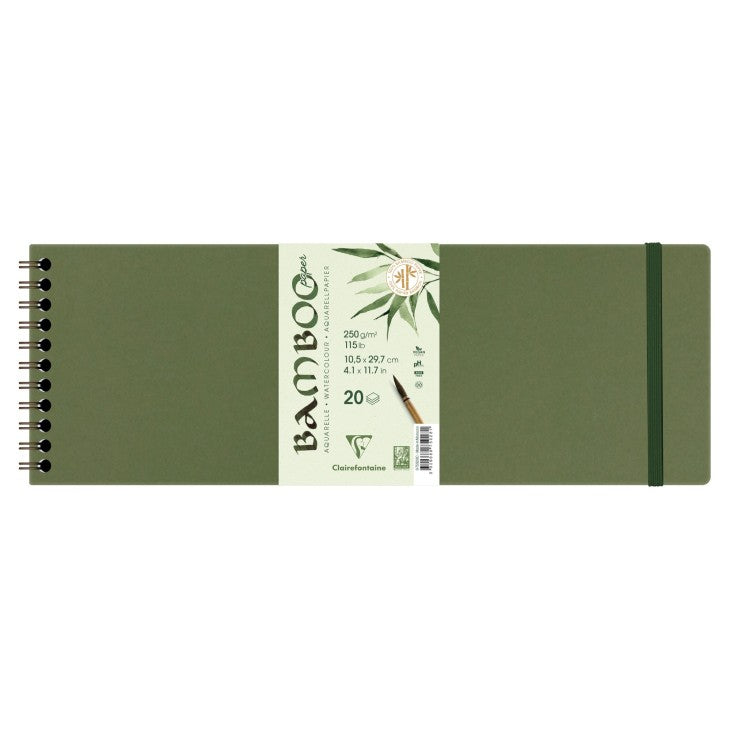 Acuarella - culori acrilice, accesorii papetarie, pensule, carioci si markere etc - Bloc de desen album cu spira 10.5 x 29.7 cm Bambus 250g/m 20 file Clairfontaine din categoria , perfect pentru birou si organizare eficienta, pret avantajos in magazin online