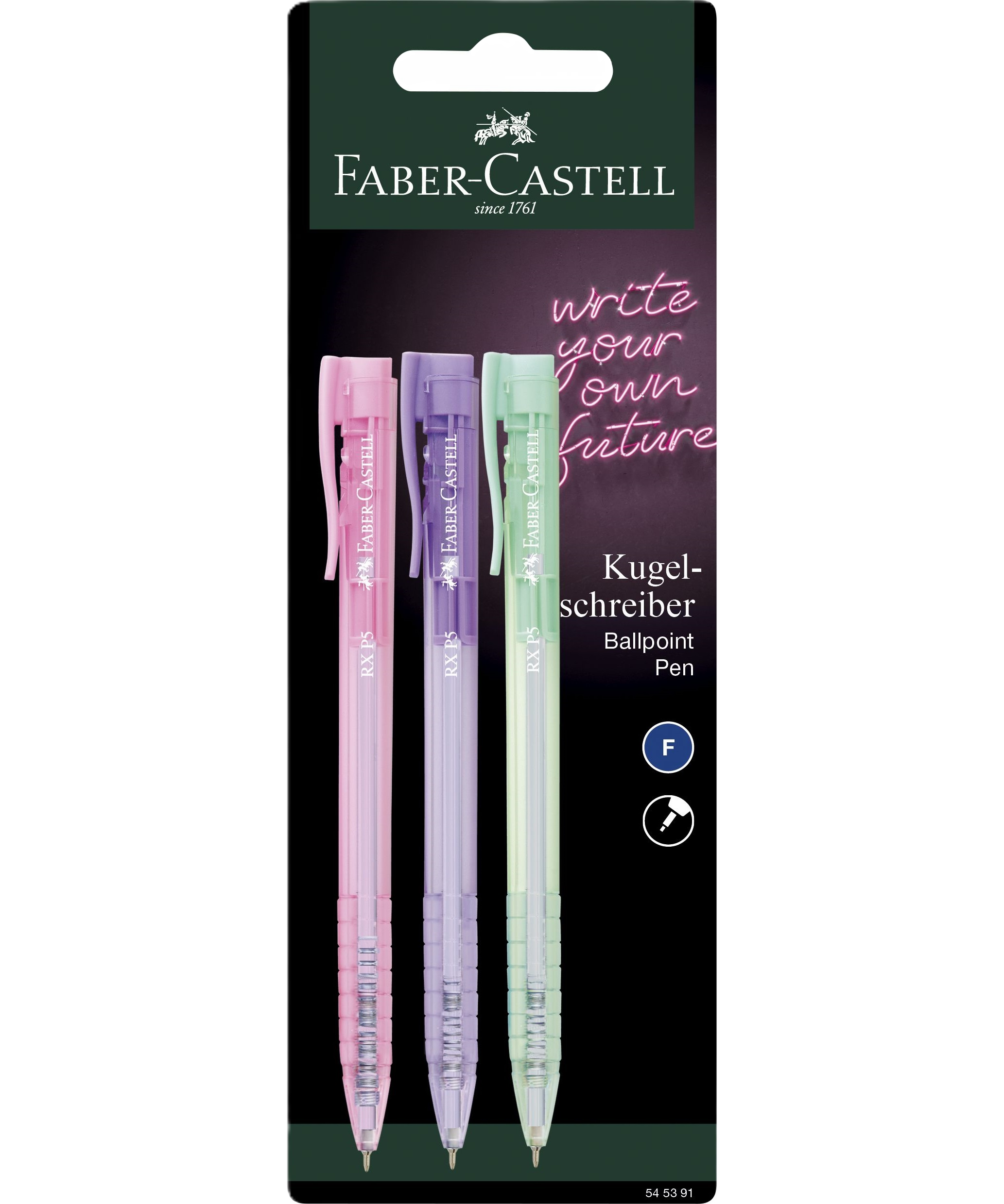 Roller 0.5 mm Semi-Gel cu mecanism set 3 culori pastel RX5 Faber-Castell