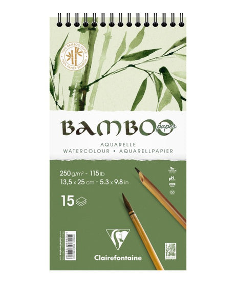 Bloc de desen cu spira 13.5 x 25 cm Bambus 250g/m 15 file Clairfontaine 975923C