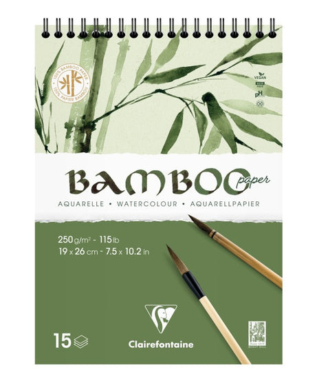 Bloc de desen cu spira 19 x 26 cm Bambus 250g/m 15 file Clairfontaine 975925C