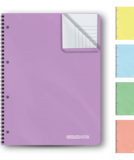 Caiet A4, 120 file, dictando, cu spirala, separatoare cu index, coperta plastic 350microni, 70g/mp Colorarte