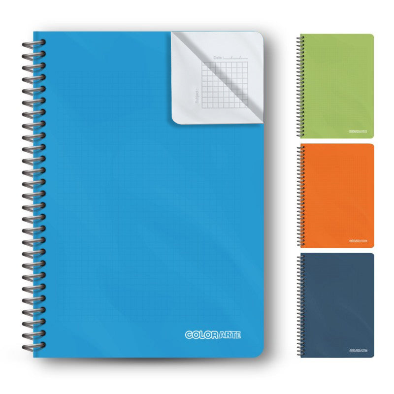 Caiet A4, 80 file, matematica, cu spirala, coperta plastic 350microni, 70g/mp Colorarte