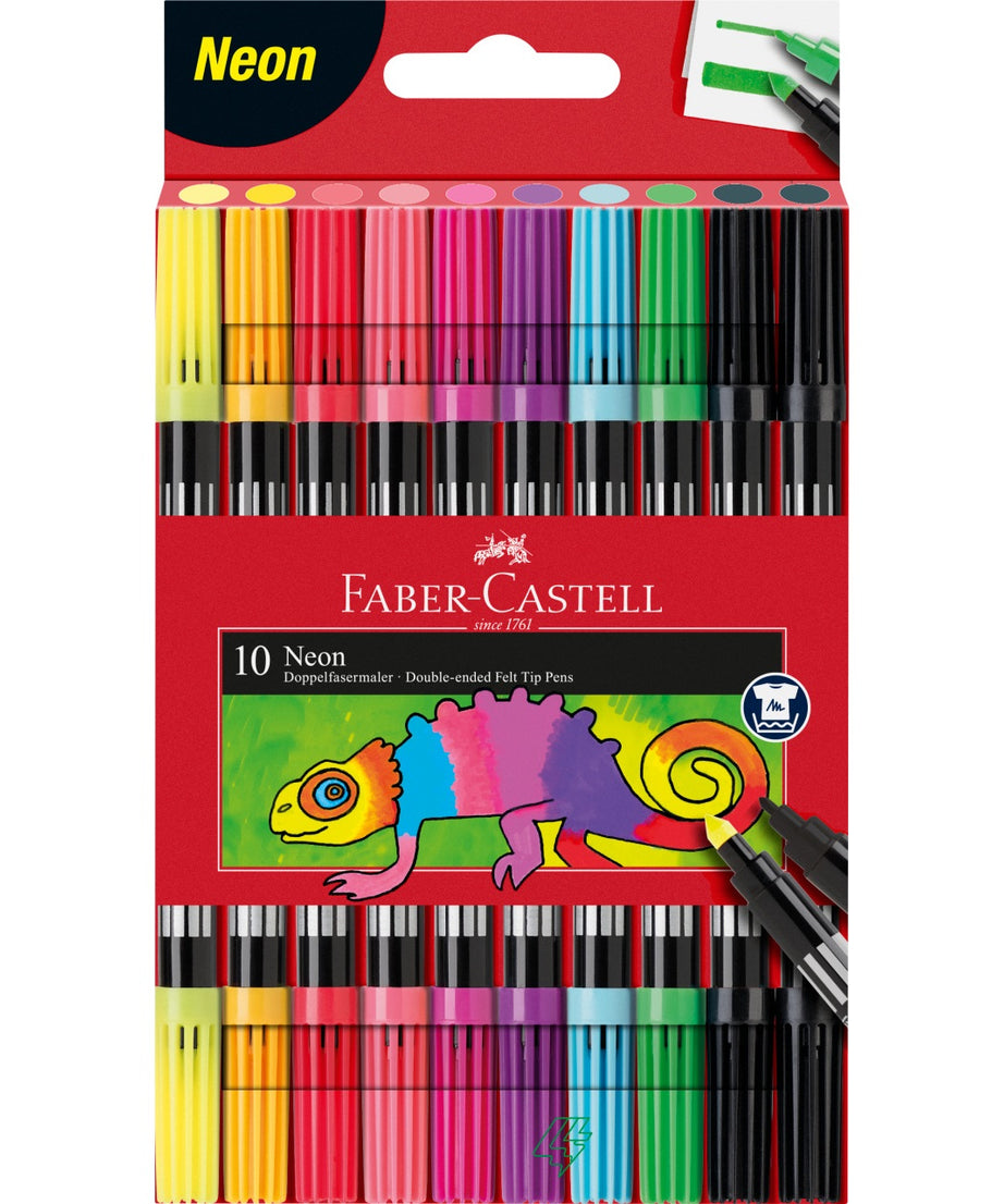 Carioci cu 2 capete 10 culori neon Faber-Castell