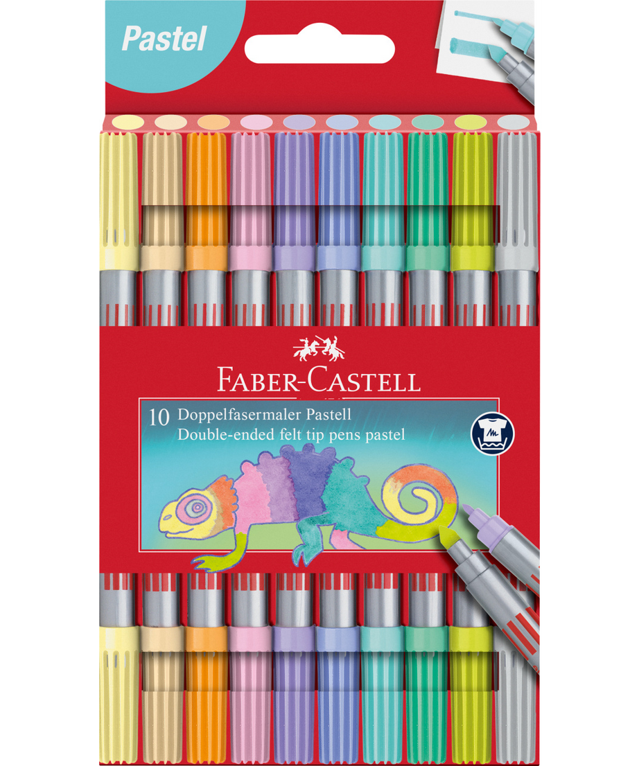 Carioci cu 2 capete 10 culori pastel Faber-Castell