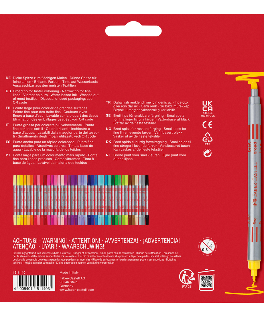Carioci cu 2 capete 40 culori Faber-Castell