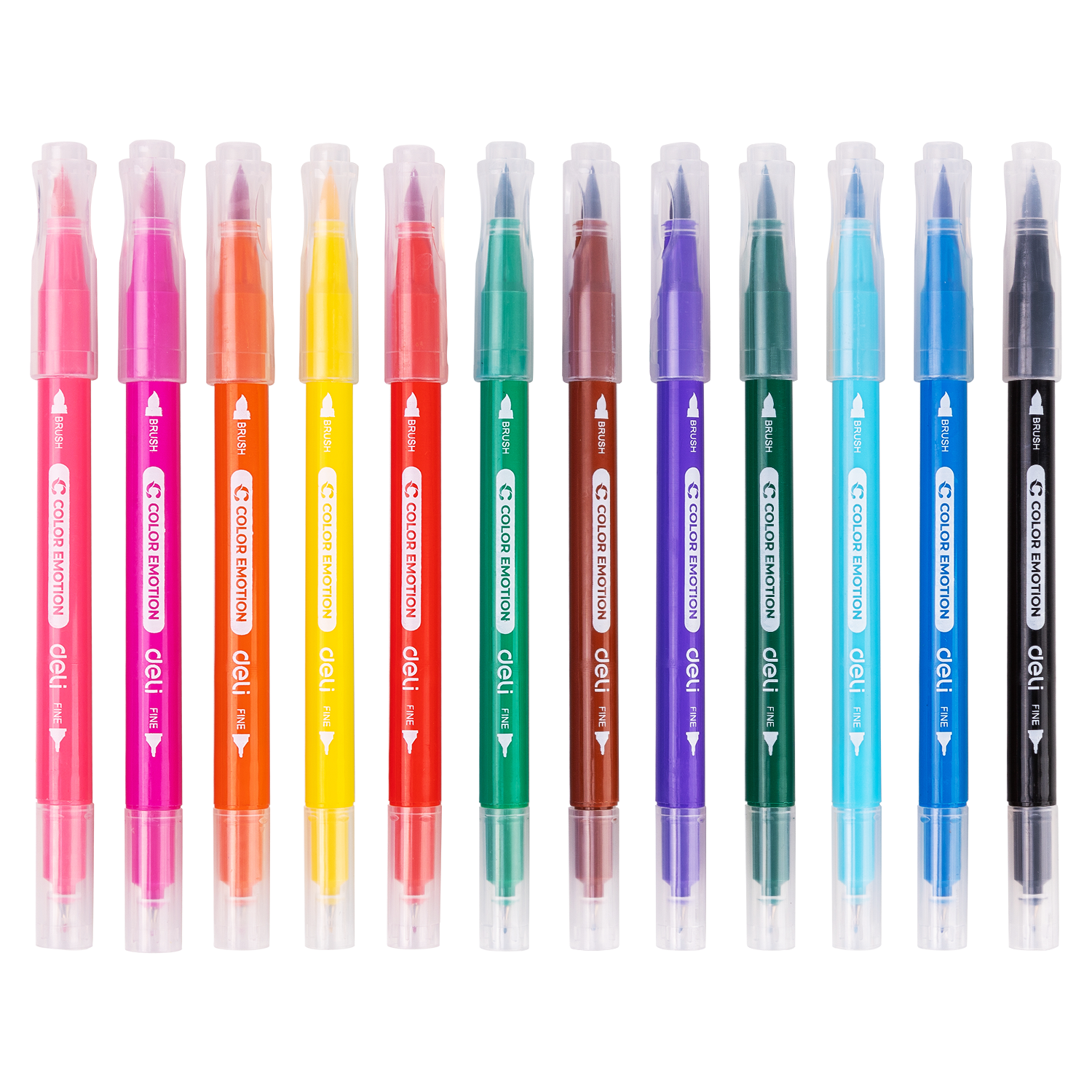 Carioci cu 2 capete varf tip pensula 12 culori Deli