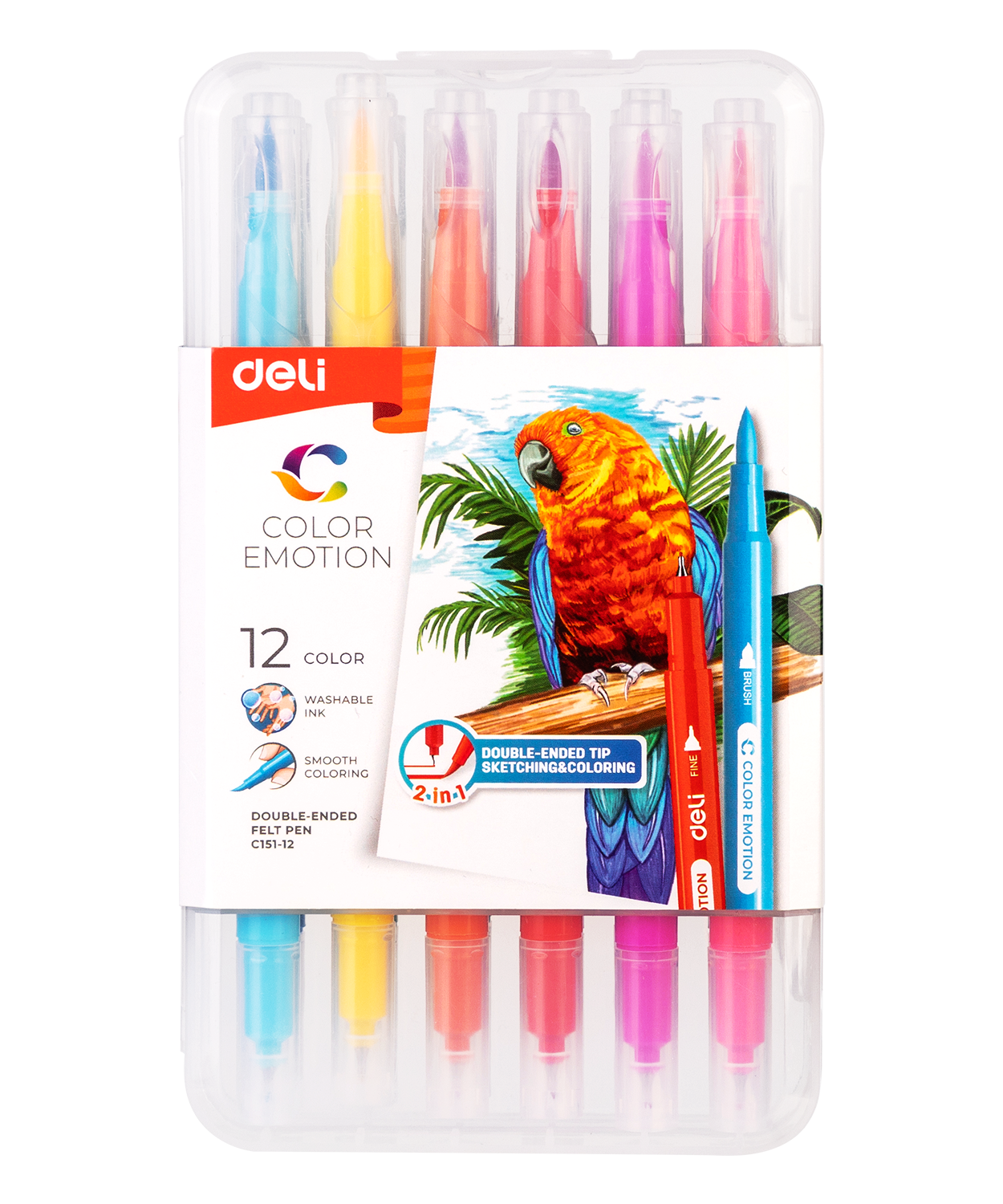 Carioci cu 2 capete varf tip pensula 12 culori Deli