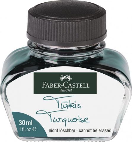Cerneala pentru stilou Faber Castell 30ml - Turcoaz -  din categoria , excelent pentru proiecte artistice si craft, alegere inspirata pentru papetarie moderna