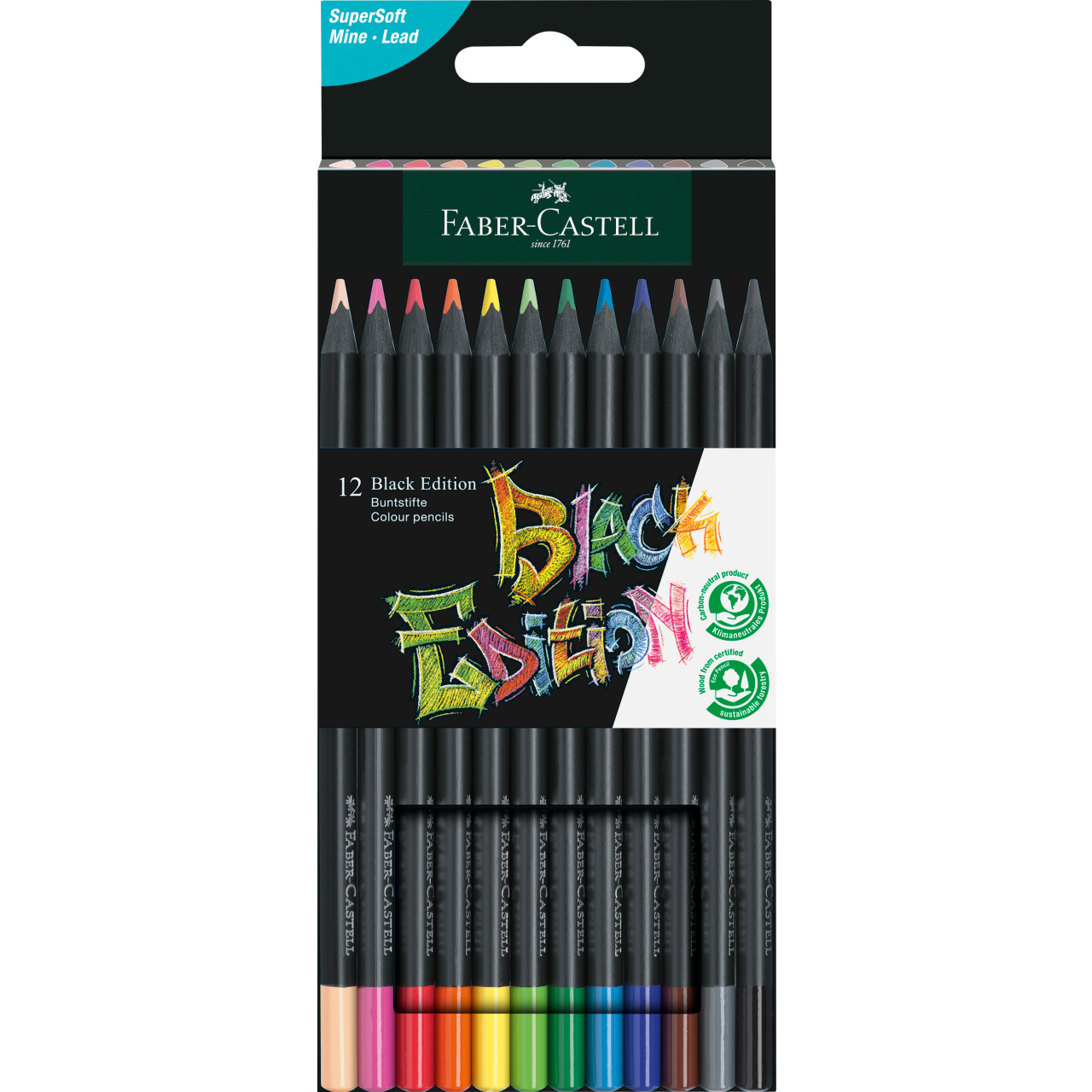 Creioane colorate set 12 culori Black Edition Faber-Castell