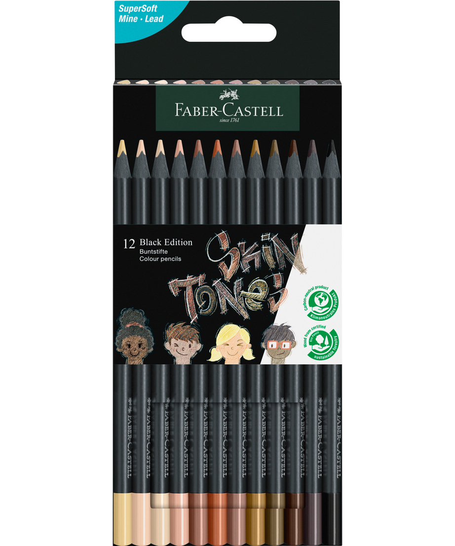 Creioane colorate set 12 culori skin tones Black Edition Faber-Castell
