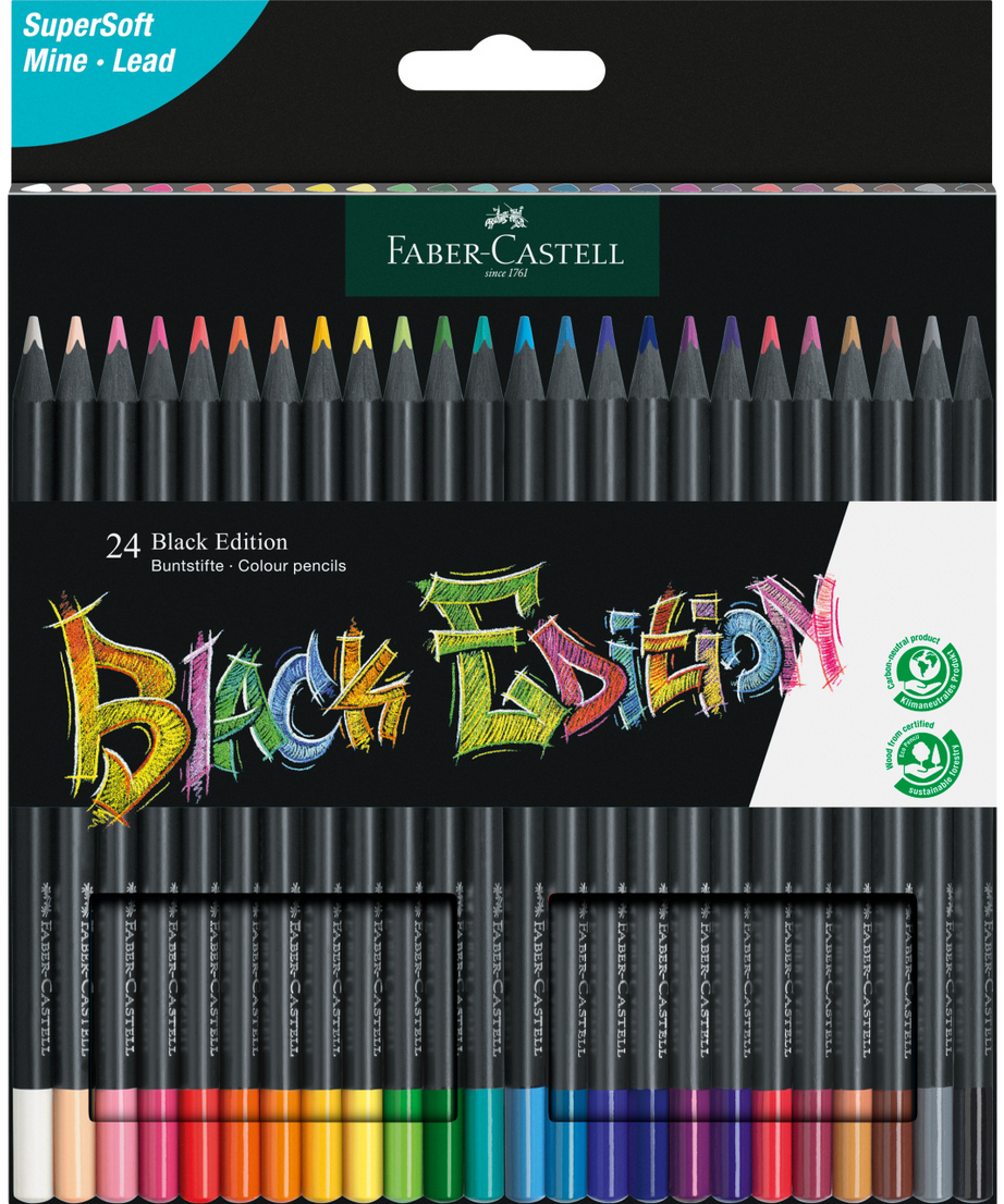 Creioane colorate set 24 culori Black Edition Faber-Castell