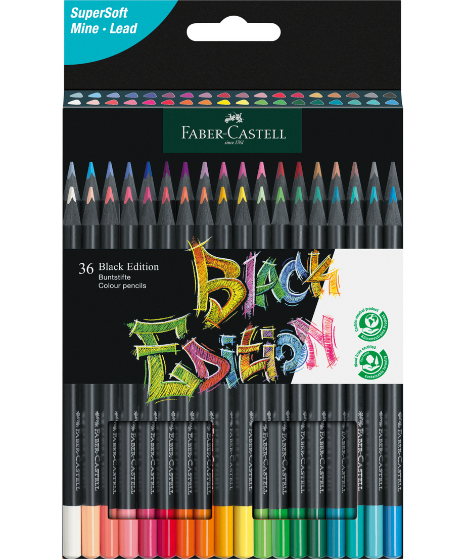 Creioane colorate set 36 culori Black Edition Faber-Castell