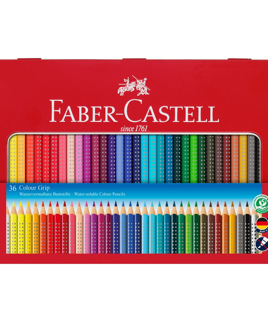 Creioane Grip colorate acuarelabile Faber-Castell 36 culori