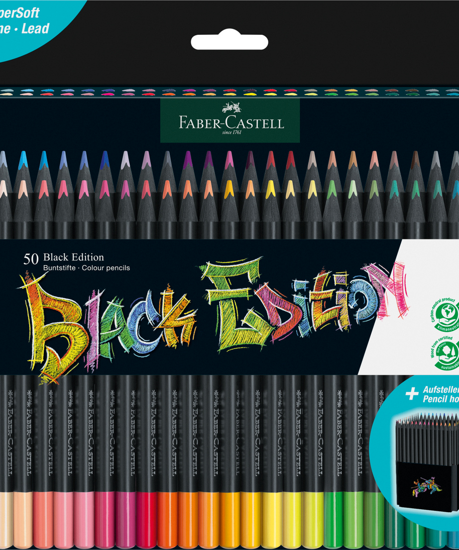 Creioane colorate set 50 culori Black Edition Faber-Castell