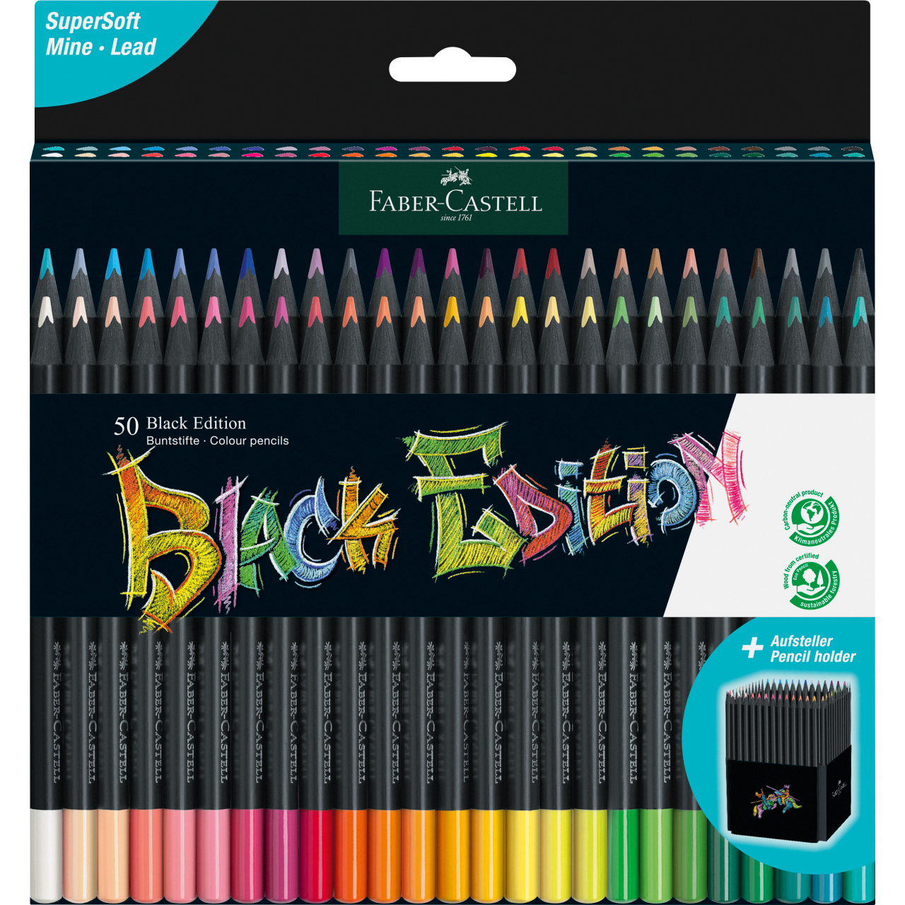 Creioane colorate set 50 culori Black Edition Faber-Castell