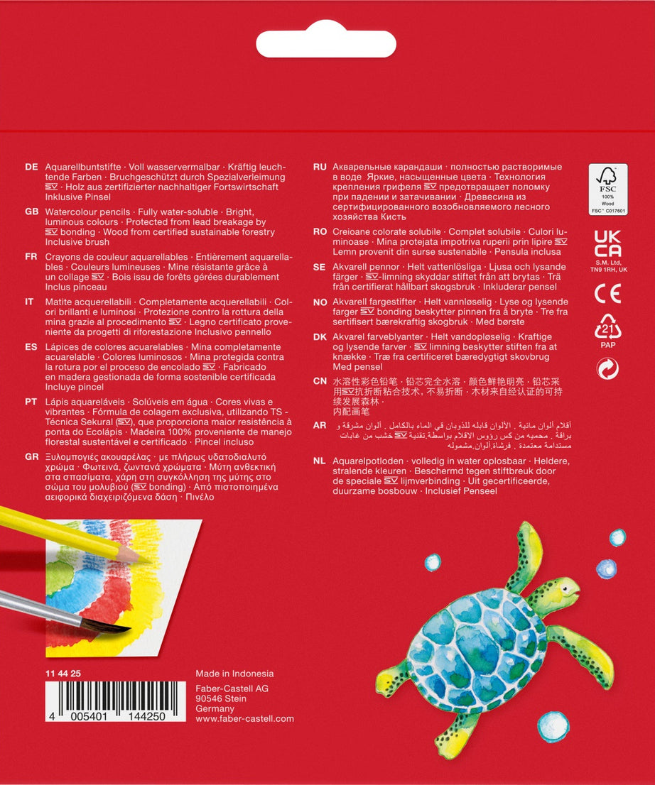 Creioane colorate acuarelabile set 24 culori + pensula Faber-Castell