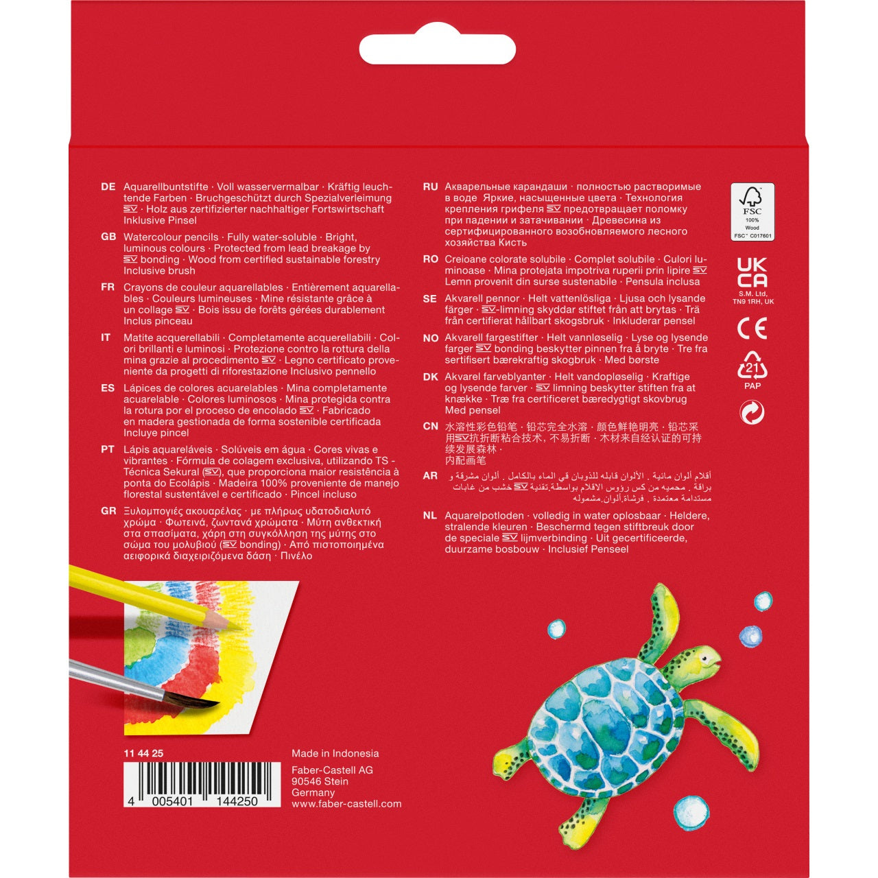 Creioane colorate acuarelabile set 24 culori + pensula Faber-Castell