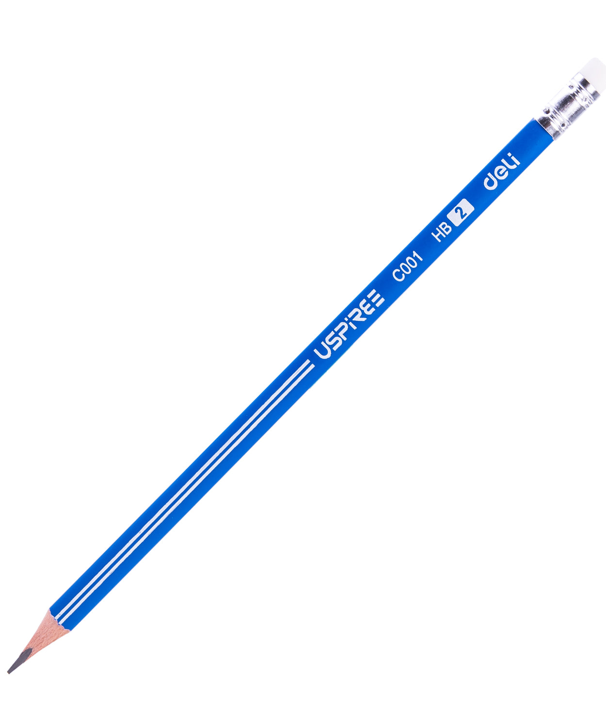 Creion grafit HB Deli cu gumă – lemn de plop, ușor de ascuțit