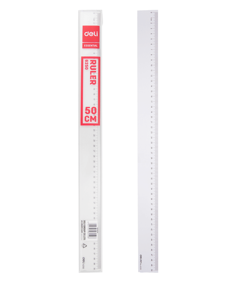 Rigla transparenta Deli 50 cm – riglă din plastic cu sistem metric