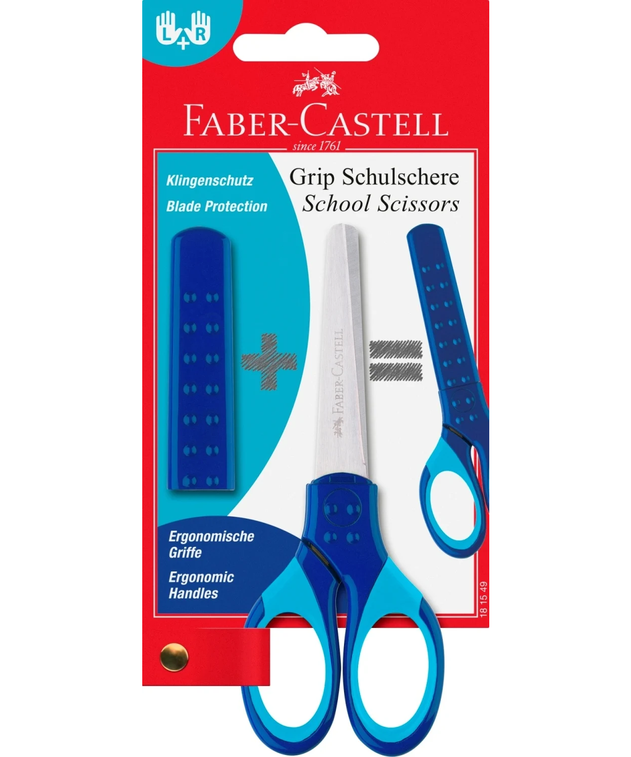 Foarfeca scolara cu protectie grip albastra Faber-Castell