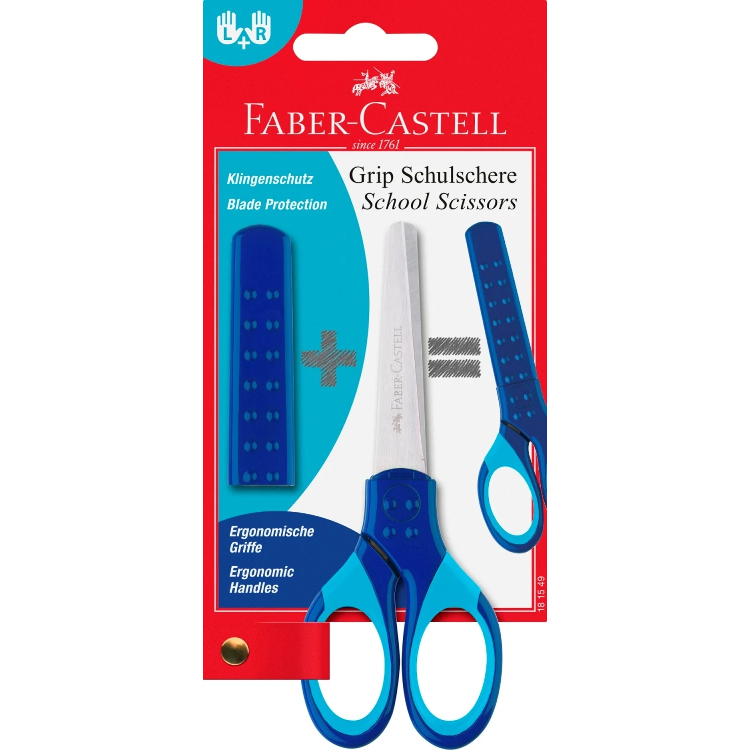 Foarfeca scolara cu protectie grip albastra Faber-Castell