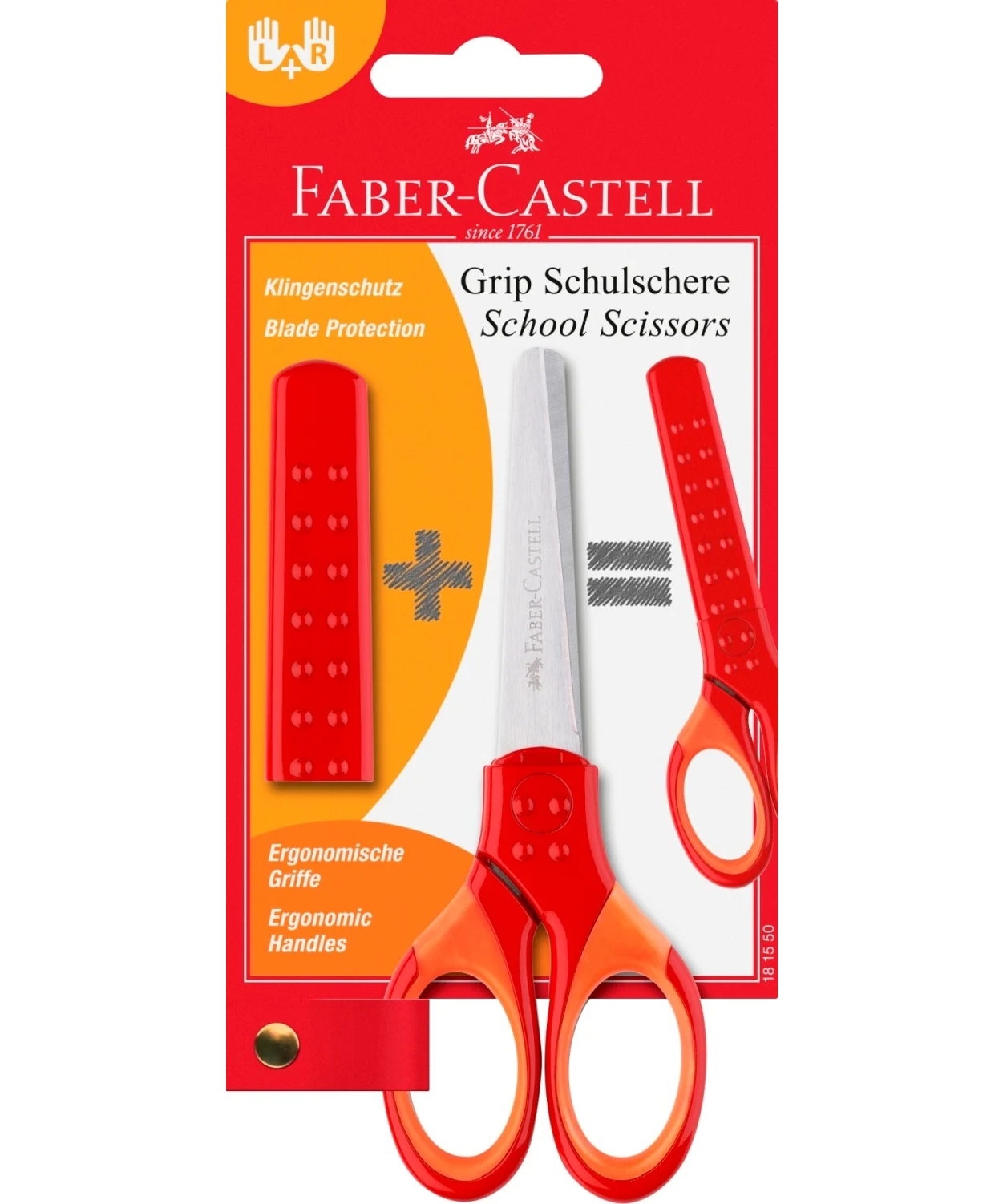 Foarfeca scolara cu protectie grip rosie Faber-Castell
