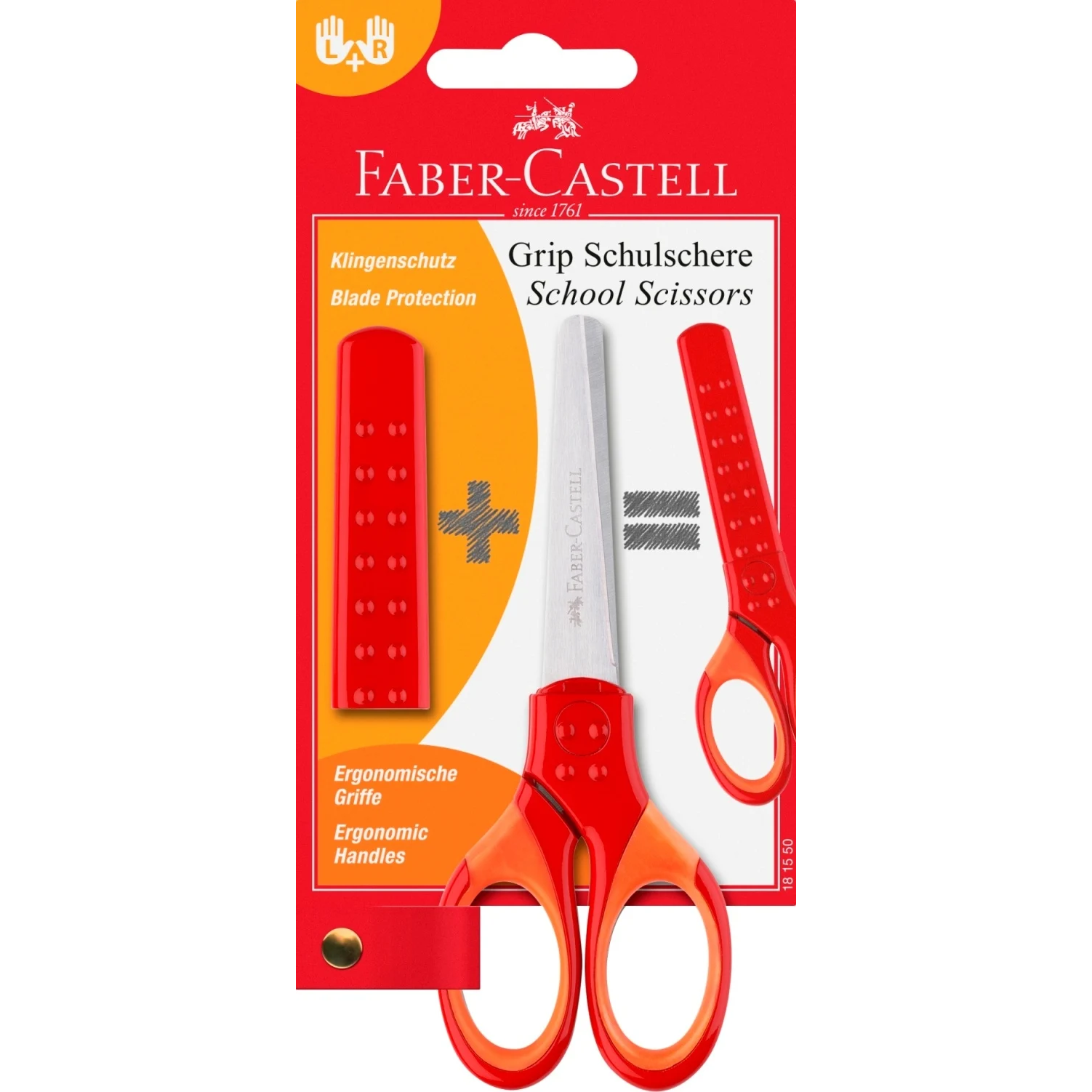 Foarfeca scolara cu protectie grip rosie Faber-Castell