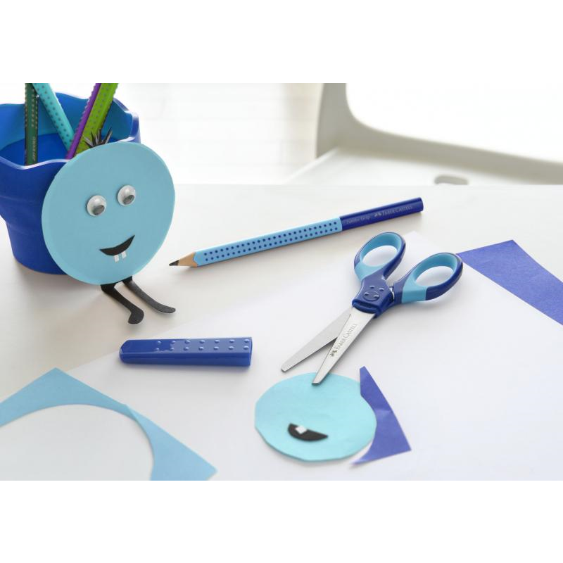 Foarfeca scolara cu protectie grip albastra Faber-Castell