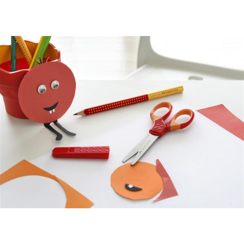 Foarfeca scolara cu protectie grip rosie Faber-Castell